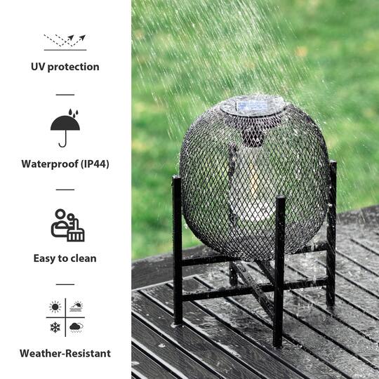 Glitzhome® 11.5" Metal Mesh Black Solar Powered Lantern with Stand, 2ct.